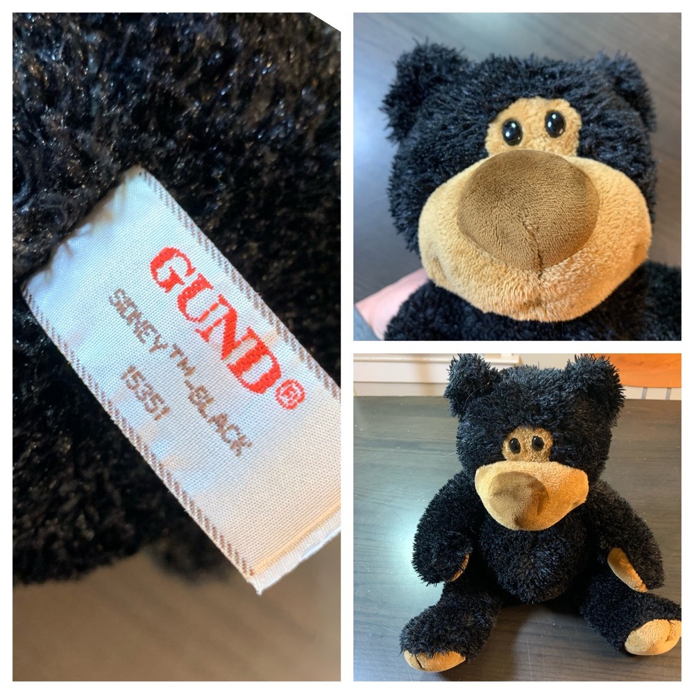 Gund Sidney Black Bear Plush Stuffed Animal 15351 Black Tan 12‎ inch Cute Soft
